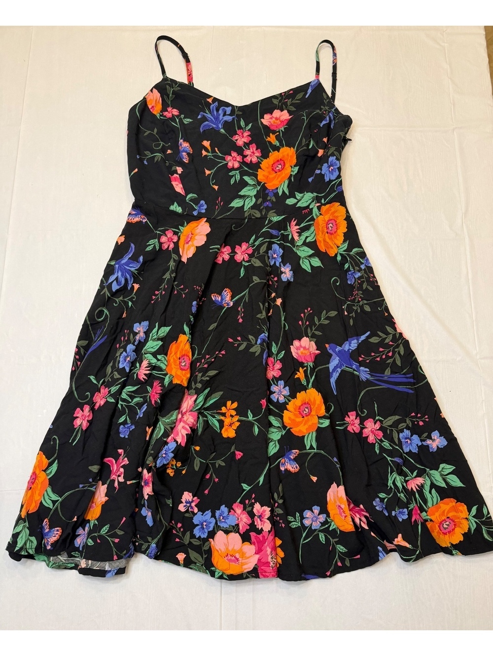 Old Navy Black Floral Cami Fit and Flare Dress S